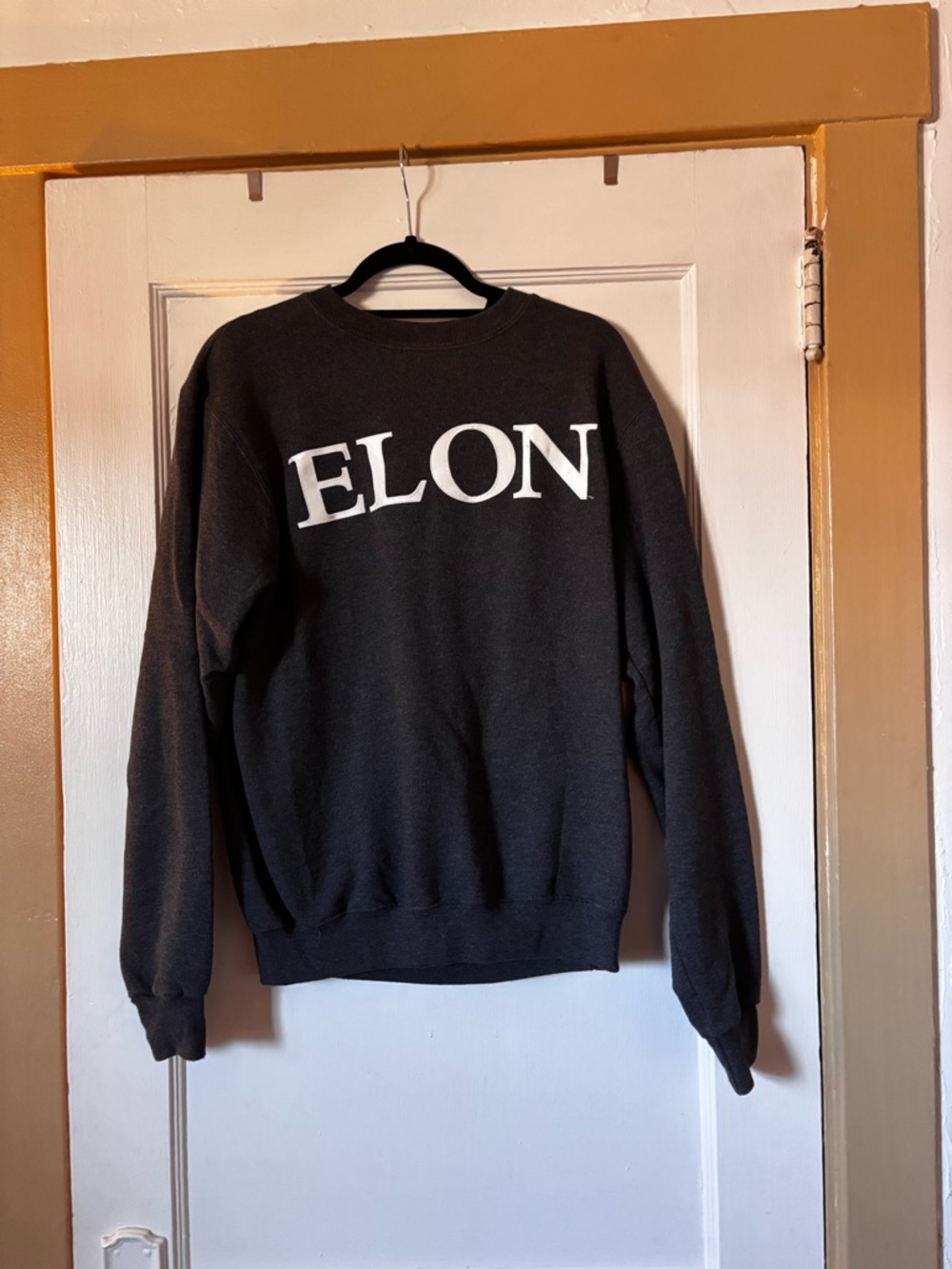 Champion Gray Crewneck with White ELON Chest Logo